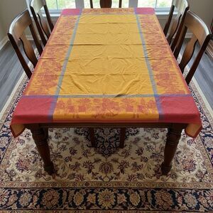 Primrose Bordier Chinese Market Saffron Le Jacquard Francais Tablecloth 119”x67”